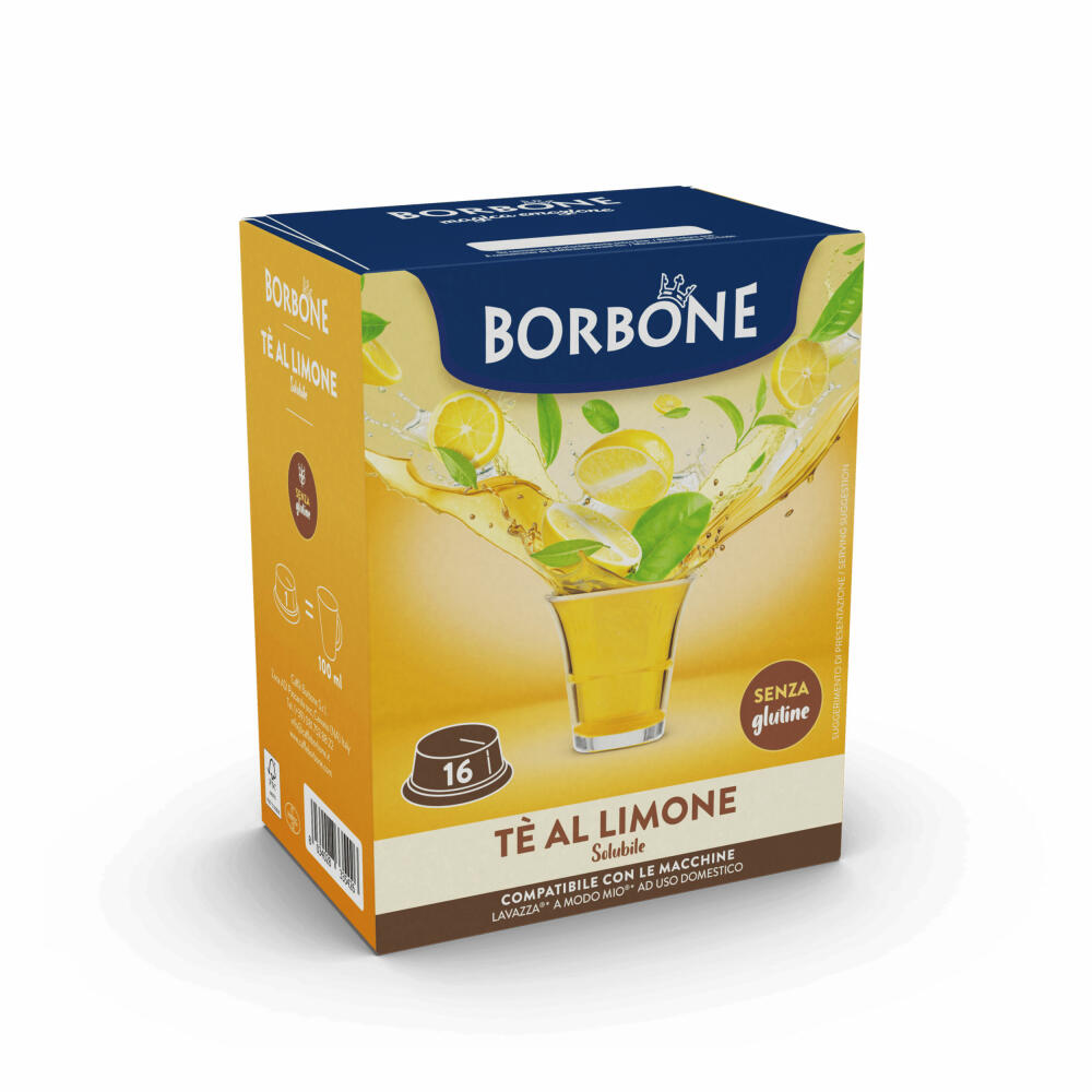 Caffè Borbone Getränkekapseln Zitronentee, kompatibel mit Lavazza A Modo Mio, 16 Kapseln
