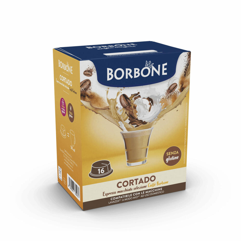 Caffè Borbone Kaffeekapseln Cortado, kompatibel mit Lavazza A Modo Mio, 16 Kapseln