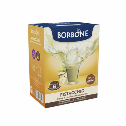 Caffè Borbone Getränkekapseln Pistacchio, Pistaziengeschmack, kompatibel mit Lavazza A Modo Mio, 16 Kapseln