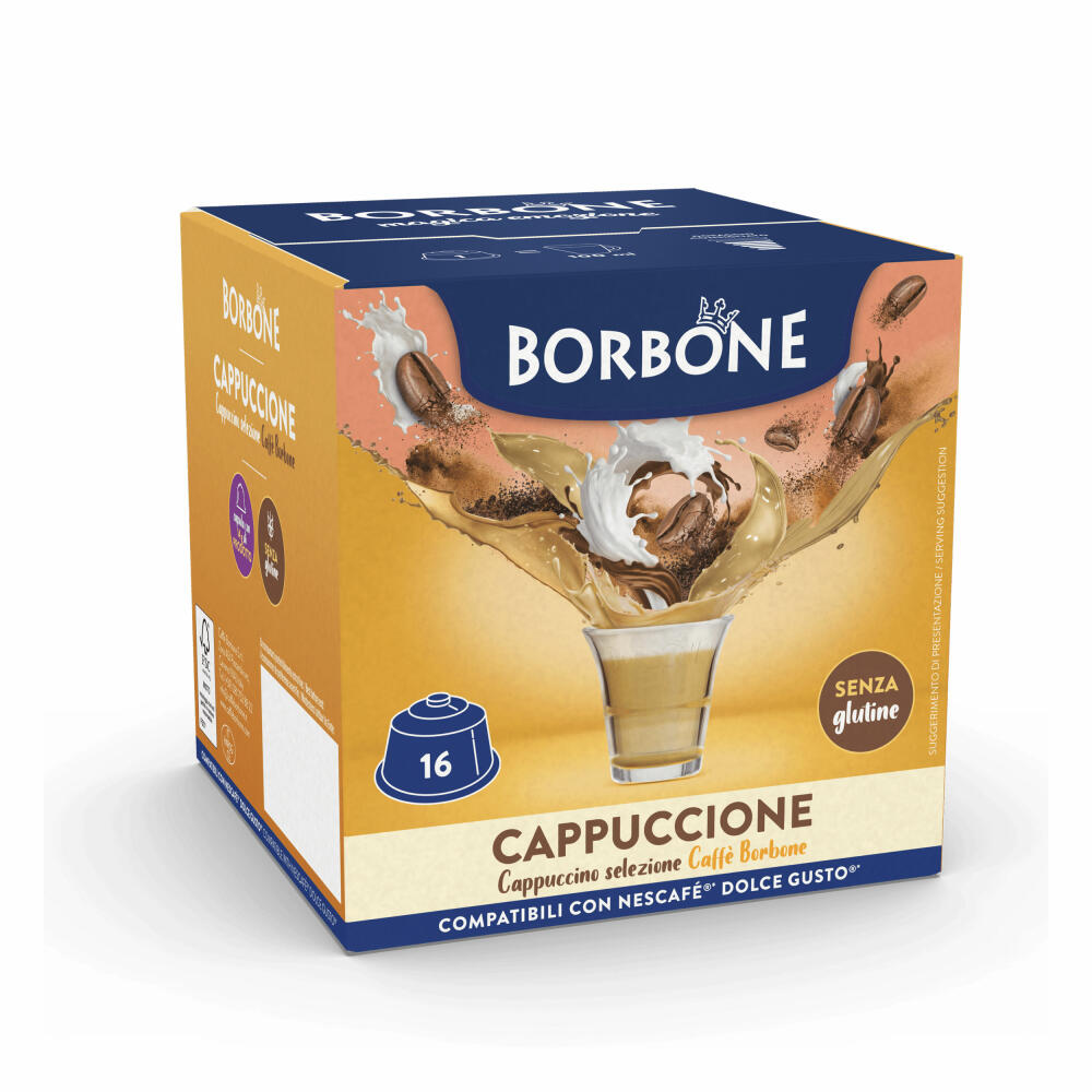 Caffè Borbone Kaffeekapseln Cappuccino, kompatibel mit Nescafè Dolce Gusto, 16 Kapseln