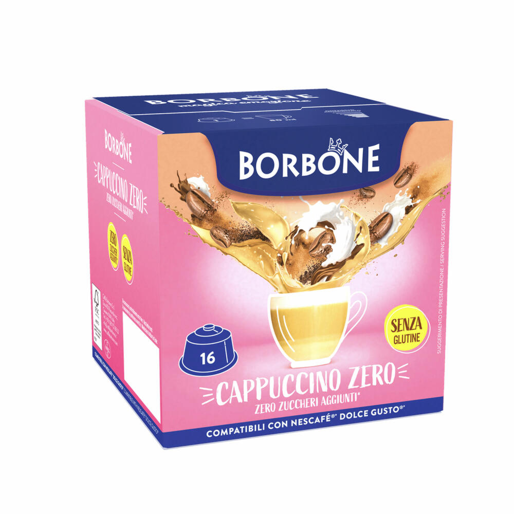 Caffè Borbone Kaffeekapseln Cappuccino Zero, kompatibel mit Nescafè Dolce Gusto, 16 Kapseln