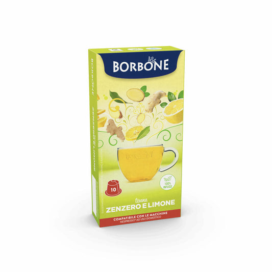 Caffè Borbone Getränkekapseln Kräutertee Ingwer Zitrone, kompatibel mit Nespresso-Kapselsystem, 10 Kapseln
