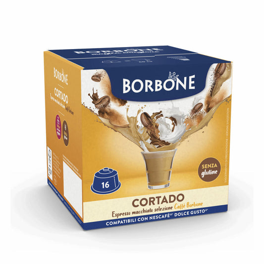 Caffè Borbone Kaffeekapseln Cortado, Espresso Macchiato, kompatibel mit Nescafè Dolce Gusto, 16 Kapseln