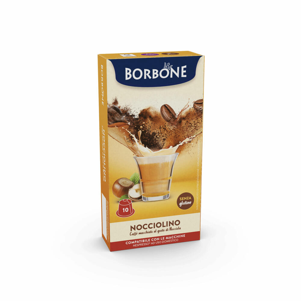 Caffè Borbone Kaffeekapseln Nocciolino, mit Haselnussgeschmack, kompatibel mit Nespresso-Kapselsystem, 10 Kapseln
