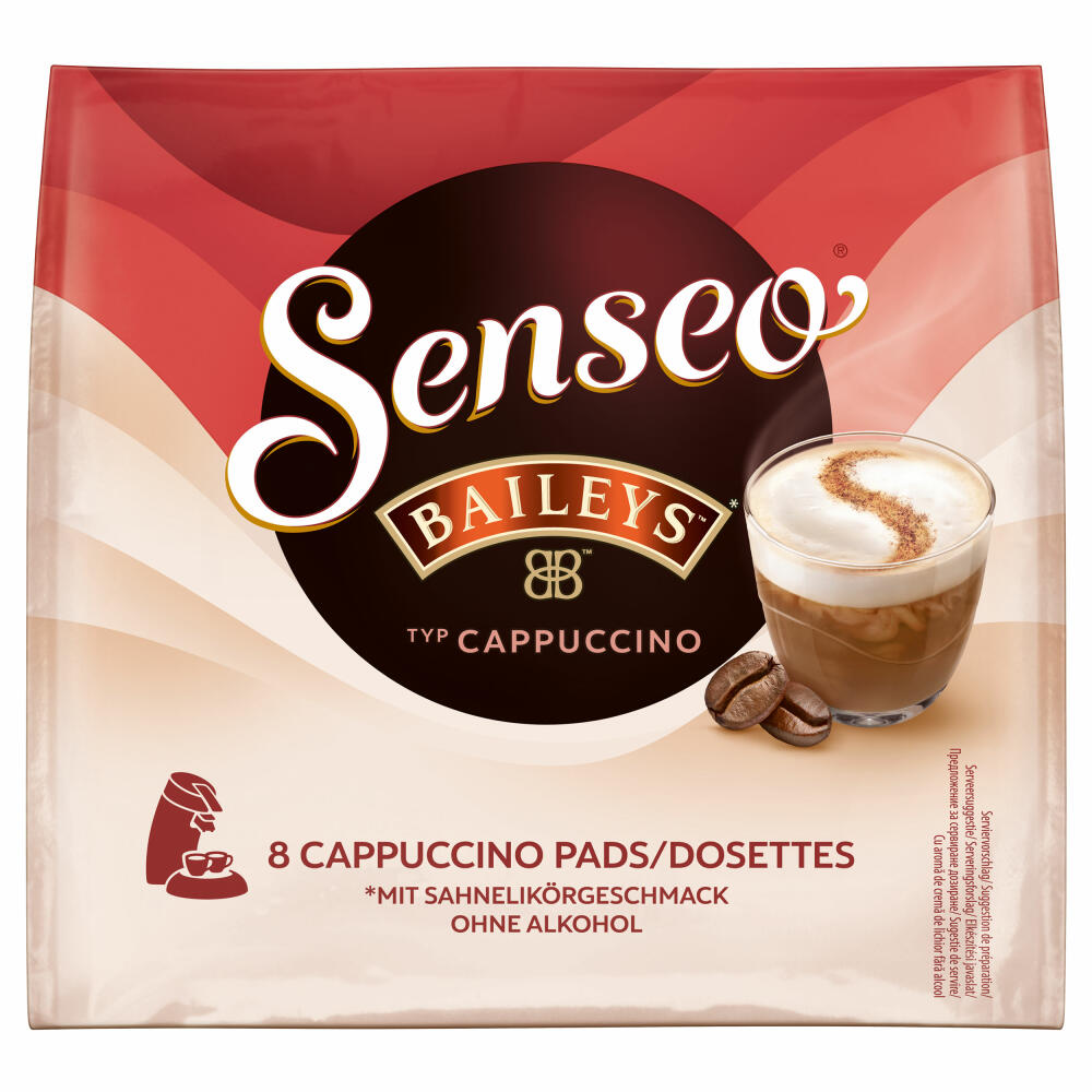 Senseo Type Cappuccino Baileys Coffee Pads, Aromatic, Coffee, Instant Coffee, 8 Pads