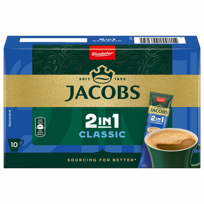 Jacobs 2in1 soluble coffee, instant coffee, 10 cup portions