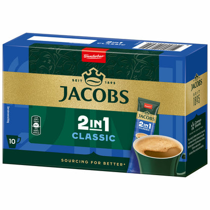 Jacobs 2in1 soluble coffee, instant coffee, 10 cup portions