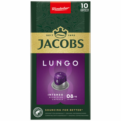 Jacobs Lungo 8 Intenso, coffee capsules, Nespresso compatible, coffee, 10 capsules, 5.2 g each
