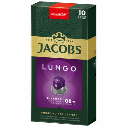 Jacobs Lungo 8 Intenso, coffee capsules, Nespresso compatible, coffee, 10 capsules, 5.2 g each