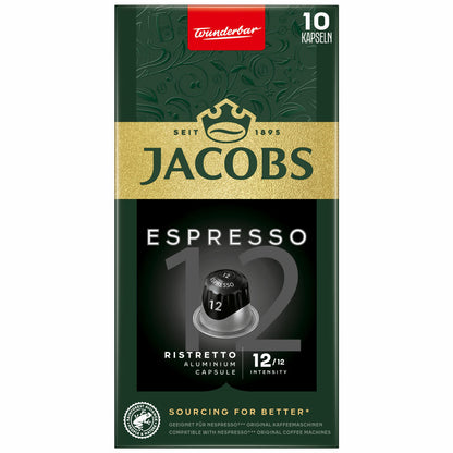 Jacobs Espresso 12 Ristretto, Coffee Capsules, Nespresso Compatible, Coffee, 10 Capsules, á 5.2 g