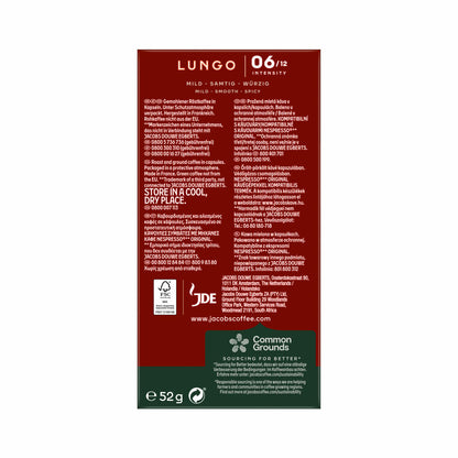 Jacobs Lungo 6 Classico, coffee capsules, Nespresso compatible, coffee, 10 capsules, á 5.2 g
