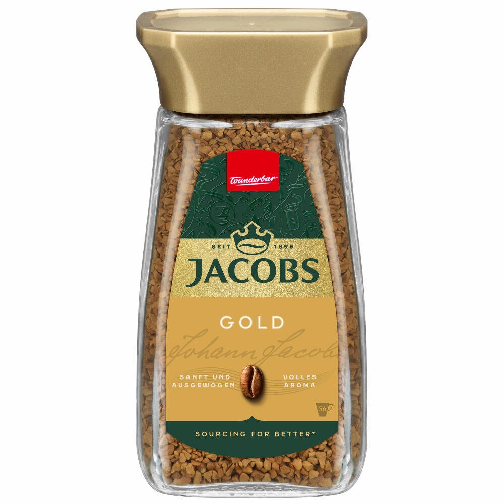 Jacobs Gold, Löslicher Kaffee, Instantkaffee, Instant Kaffee, Löskaffee, Glas, 100 g