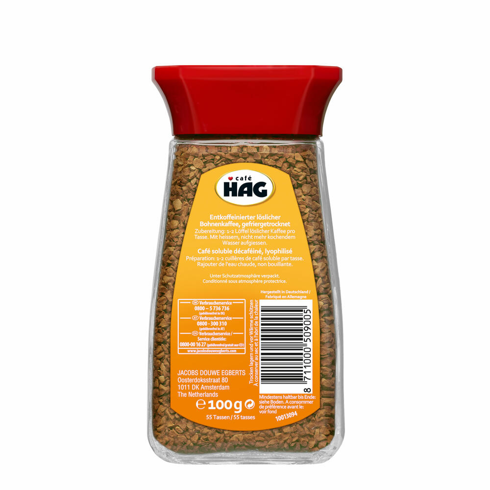 Cafè Hag Classic Mild, Full-bodied Aroma, Decaffeinated, Instant Coffee, 100g