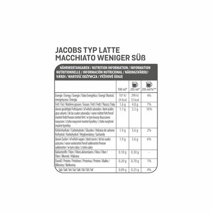 Tassimo Jacobs Type Latte Macchiato Less Sweet, Coffee Capsule, Milk Coffee, 220 g, 8 Servings