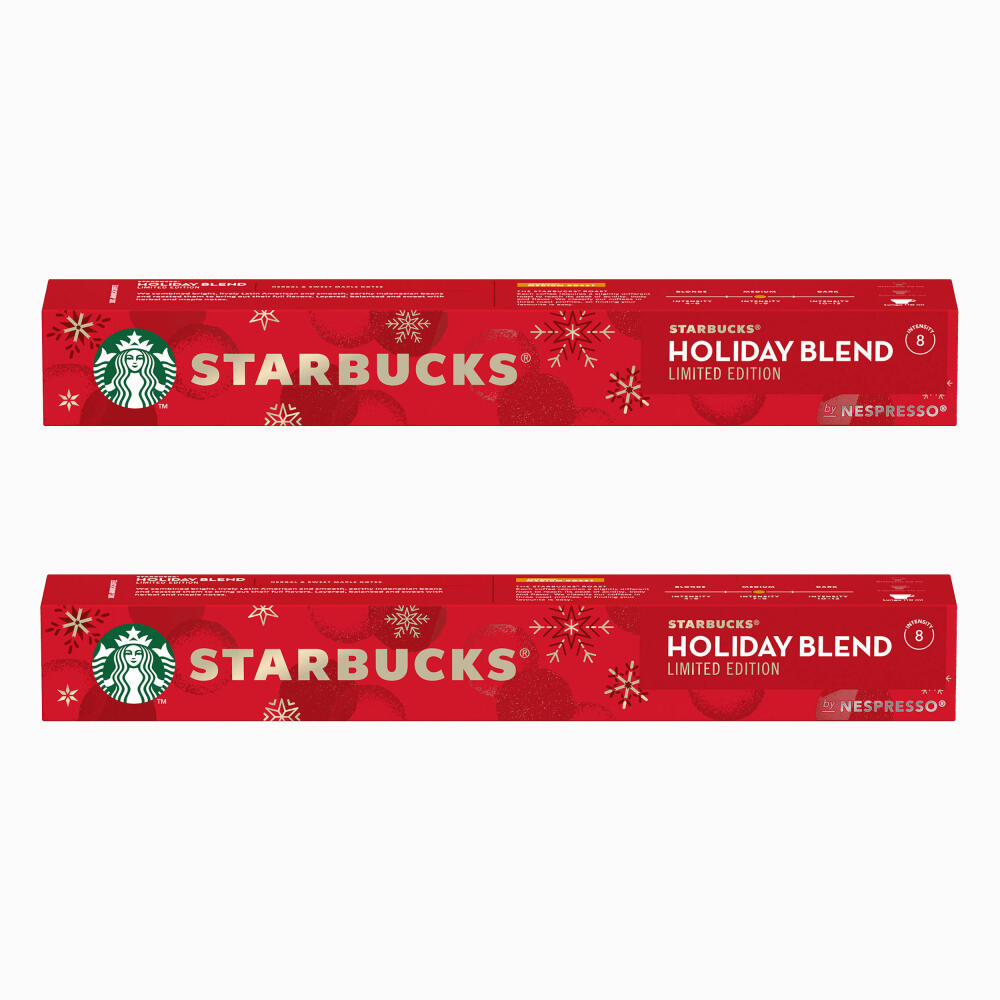 Starbucks Holiday Blend, Kaffee, Röstkaffee, Nespresso kompatibel, Kaffeekapseln, 2 x 10 Kapseln
