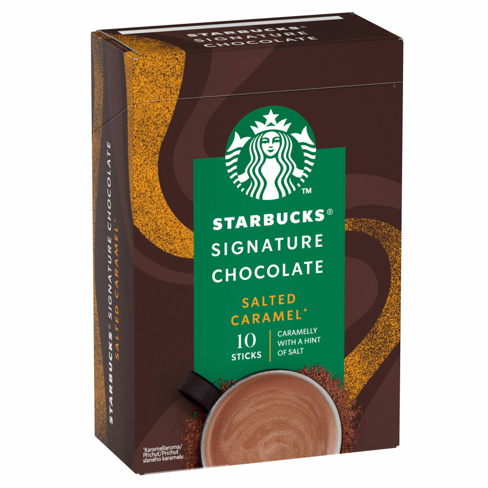 Starbucks Signature Chocolate Salted Caramel, instant drinking chocolate, cocoa sticks, 10 servings