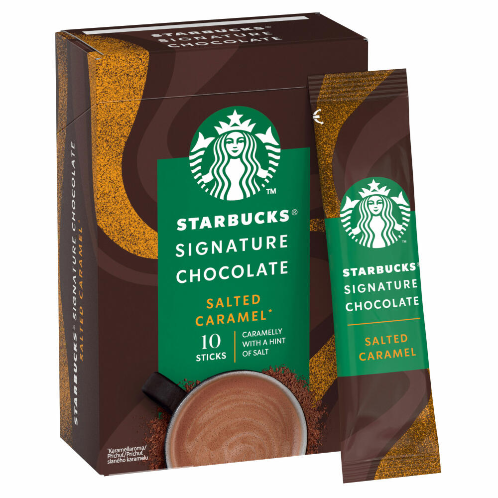 Starbucks Signature Chocolate Salted Caramel, instant drinking chocolate, cocoa sticks, 10 servings