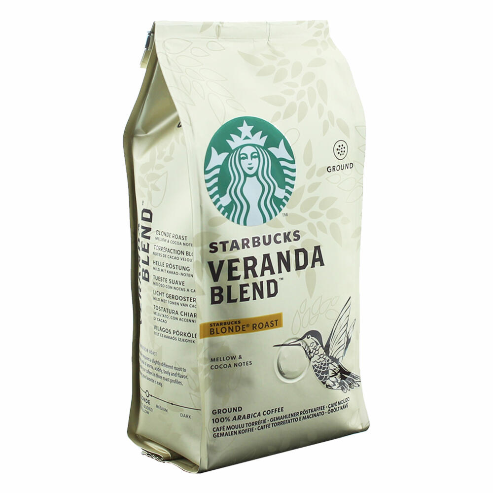 Starbucks Veranda Blend Coffee, Set of 2, Blonde Roast, Roasted Coffee, Mild with Cocoa Notes, Ground, 2 x 200 g