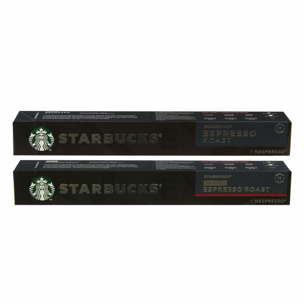 Starbucks Nespresso Espresso Set, Röstkaffee, Nespresso Kompatibel, Espresso + Decaf, Kaffeekapseln, 2 x 10 Kapseln