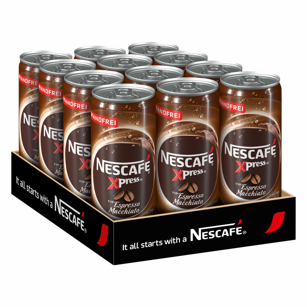 Nescafé Xpress Espresso Macchiato, Kaffee, Eiskaffee, Milchkaffee, Frappé, 12 x 250 ml Dose