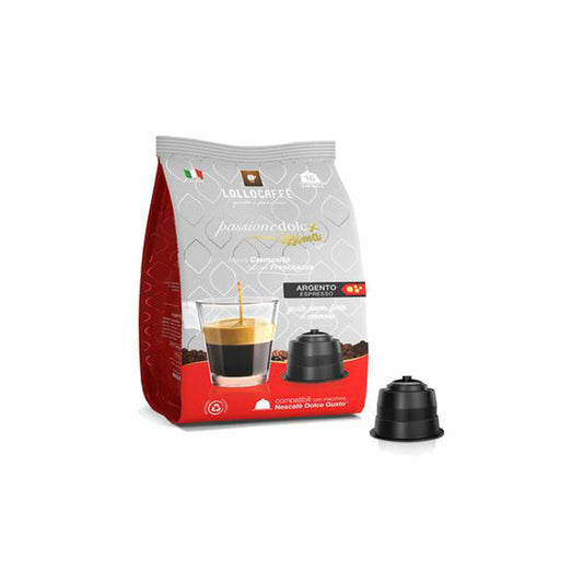 Lollocaffè Kaffeekapseln Argento, kompatibel mit Nescafé Dolce Gusto, 16 Kapseln