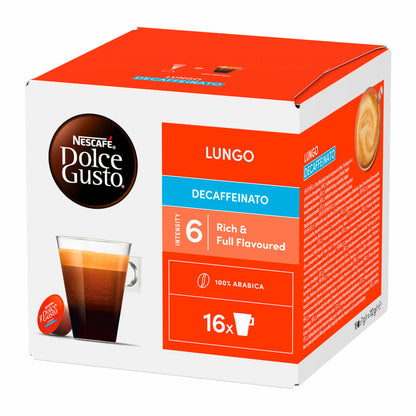 Nescafé Dolce Gusto Caffè Lungo Decaffeinato, Entkoffeiniert, Kaffee, Kaffeekapsel, 16 Kapseln