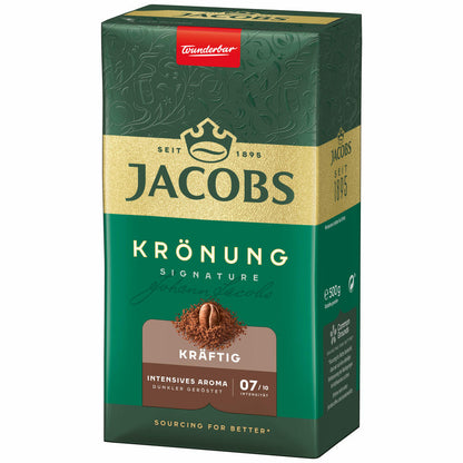 Jacobs Krönung Kräftig, gemahlener Röstkaffee, Filterkaffee, Kaffee, Vollmundig und Intensiv, 500 g