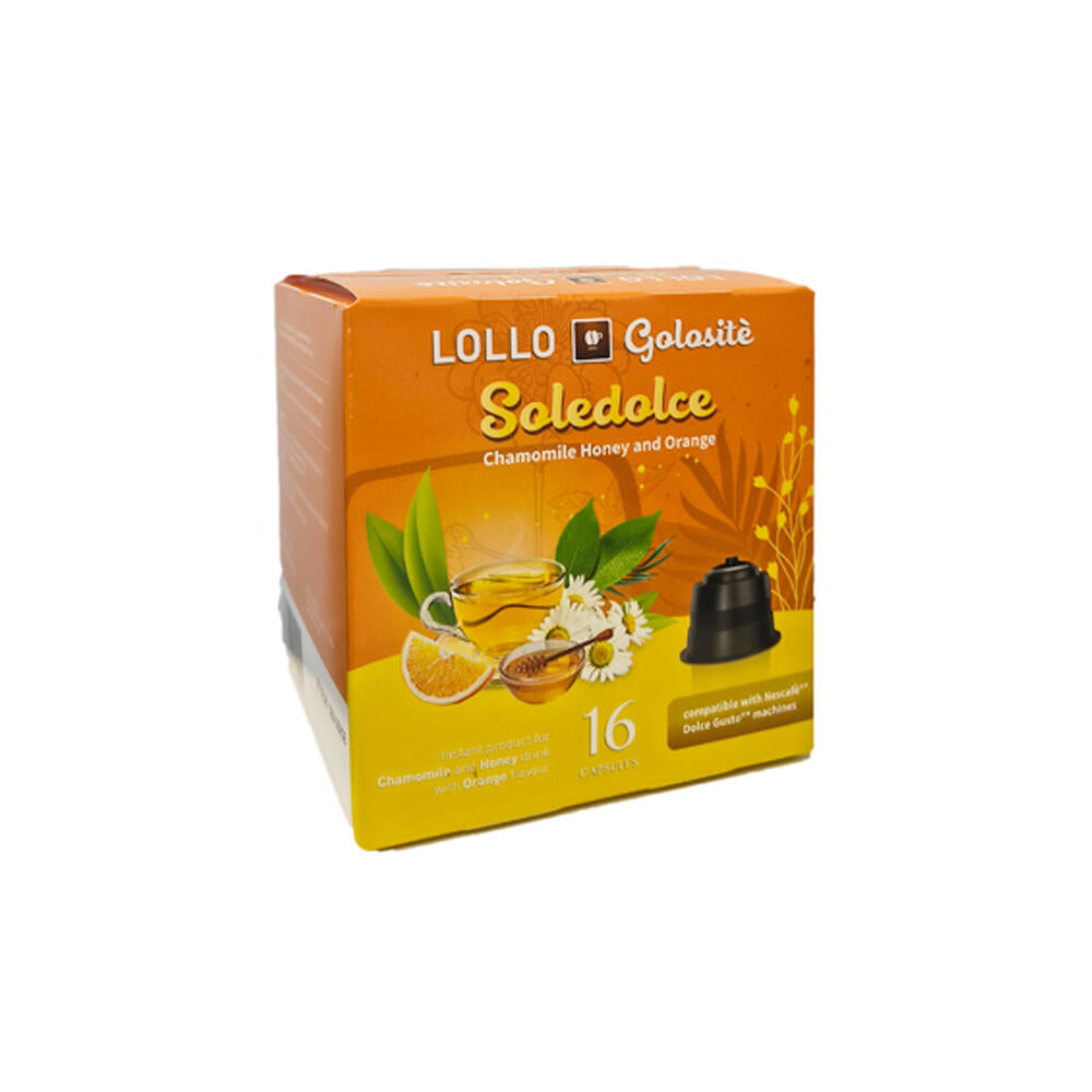 Lollo Box Golositè Getränkekapseln Soledolce, Kamille & Honig, kompatibel mit Nescafé Dolce Gusto, 16 Kapseln