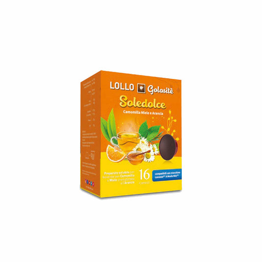 Lollo Box Golositè Getränkekapseln Soledolce, Kamille & Honig, kompatibel mit Lavazza A Modo Mio, 16 Kapseln