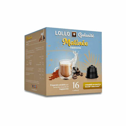 Lollo Box Golositè Getränkekapseln Matinèe, Cappuccino, kompatibel mit Nescafé Dolce Gusto, 16 Kapseln