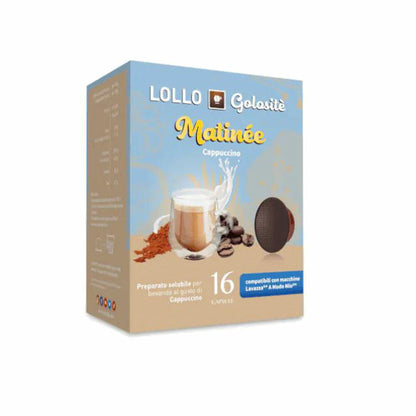 Lollo Box Golositè Getränkekapseln Matinèe, Cappuccino, kompatibel mit Lavazza A Modo Mio, 16 Kapseln