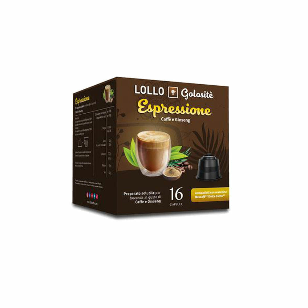 Lollo Box Golositè Getränkekapseln Espressione, Ginseng, kompatibel mit Nescafé Dolce Gusto, 16 Kapseln