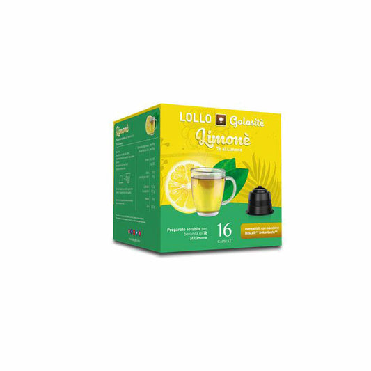 Lollo Box Golositè Getränkekapseln Limoné, Zitronentee, kompatibel mit Nescafé Dolce Gusto, 16 Kapseln