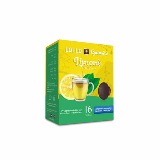 Lollo Box Golositè Getränkekapseln Limoné, Zitronentee, kompatibel mit Lavazza A Modo Mio, 16 Kapseln