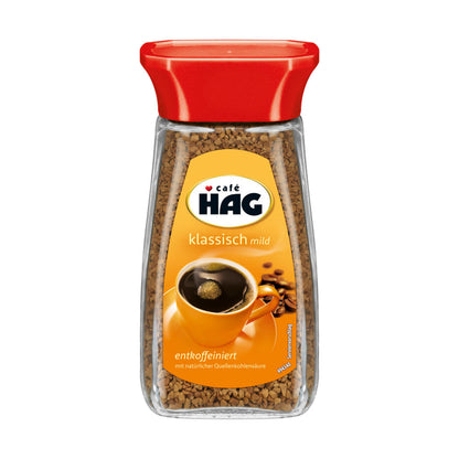 Cafè Hag Klassisch Mild, 6er Pack, Vollmundiges Aroma, Entkoffeiniert, Instant-Kaffee, 100g