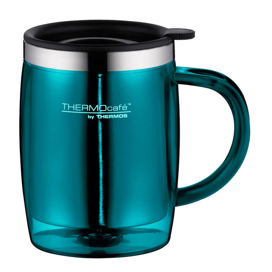 Thermos Tasse Desktop Mug Thermocafé, Thermobecher, Kaffeebecher, Edelstahl, PP, Teal, 350 ml, 4059.255.035