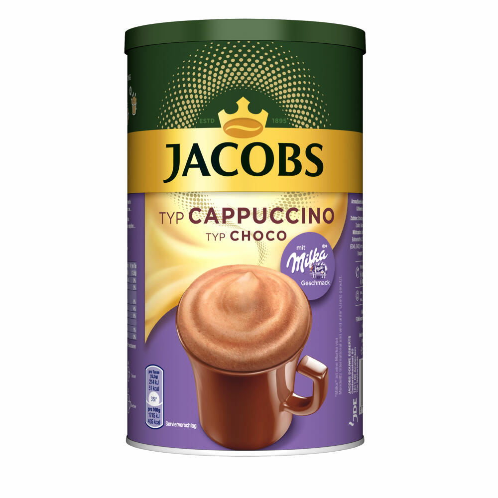 Jacobs Momente Choco Cappuccino, Mild mit Milka Schokonote, Dose 500g, 25339