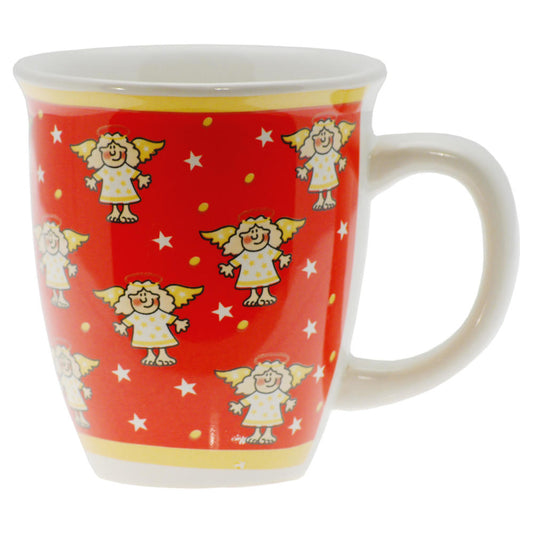 Weihnachtstasse mit Engel, rot,  300 ml, Kaffeebecher, Tasse