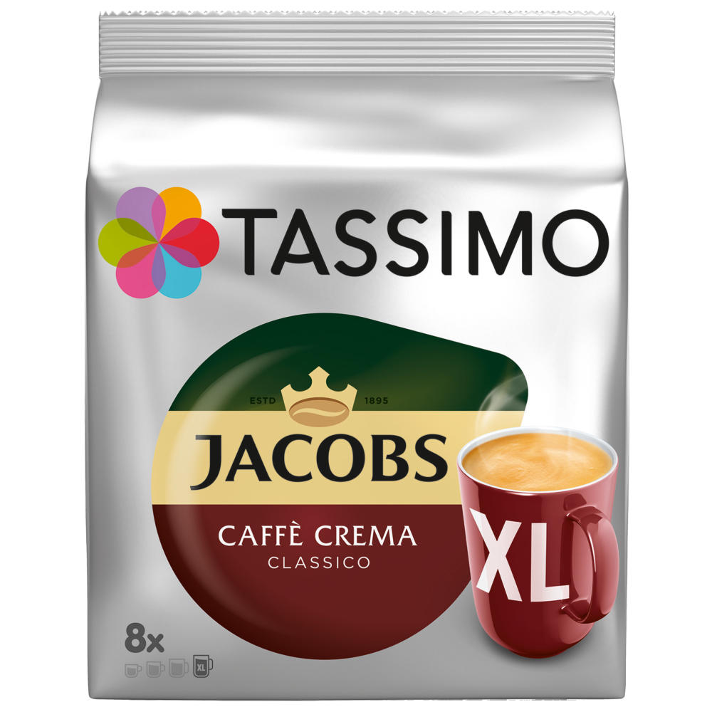 Tassimo Jacobs Caffè Crema Classico XL, Kaffee, Kaffeekapsel, gemahlener Röstkaffee, 16 T-Discs