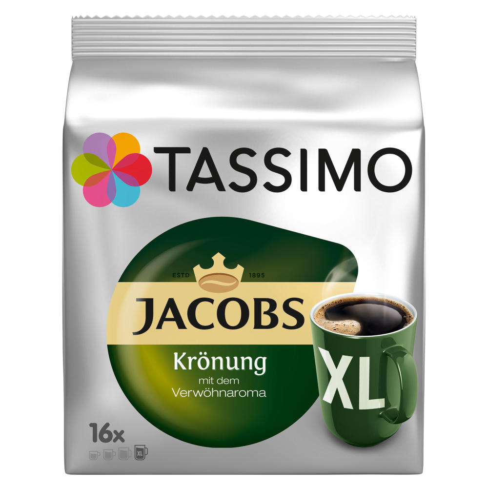 Tassimo Jacobs Krönung XL Kaffee Arabica Kaffeekapsel gemahlener Röstkaffee 16 T-Discs