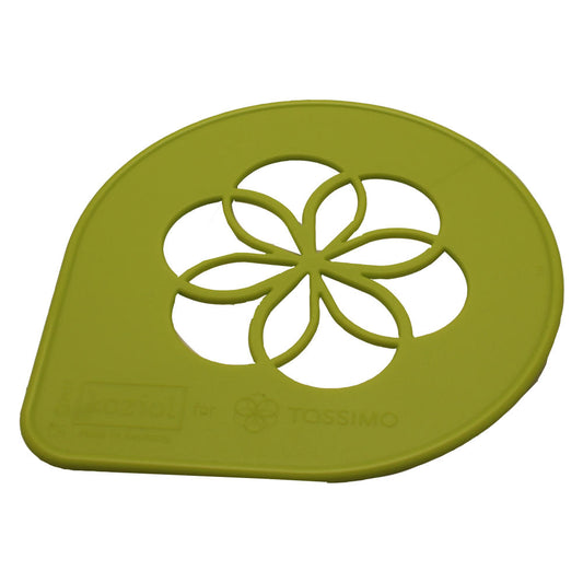 Tassimo Koziol stencil, logo, decoration, flower, motif for coffee, green, Ø 9.5 cm