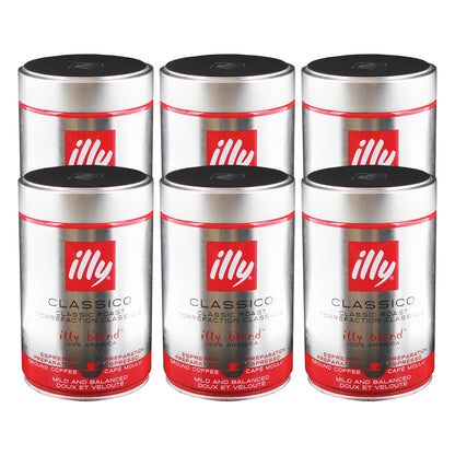 Illy Espresso, 100% Arabica Kaffee, gemahlen, mittlerer Röstgrad, Dose, 6er Pack, 6 x 250g