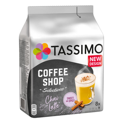 Tassimo Chai Latte, Coffee Shop Selections, Chai Tea, Hot Drink, 188 g, 8 T-Discs / Portions