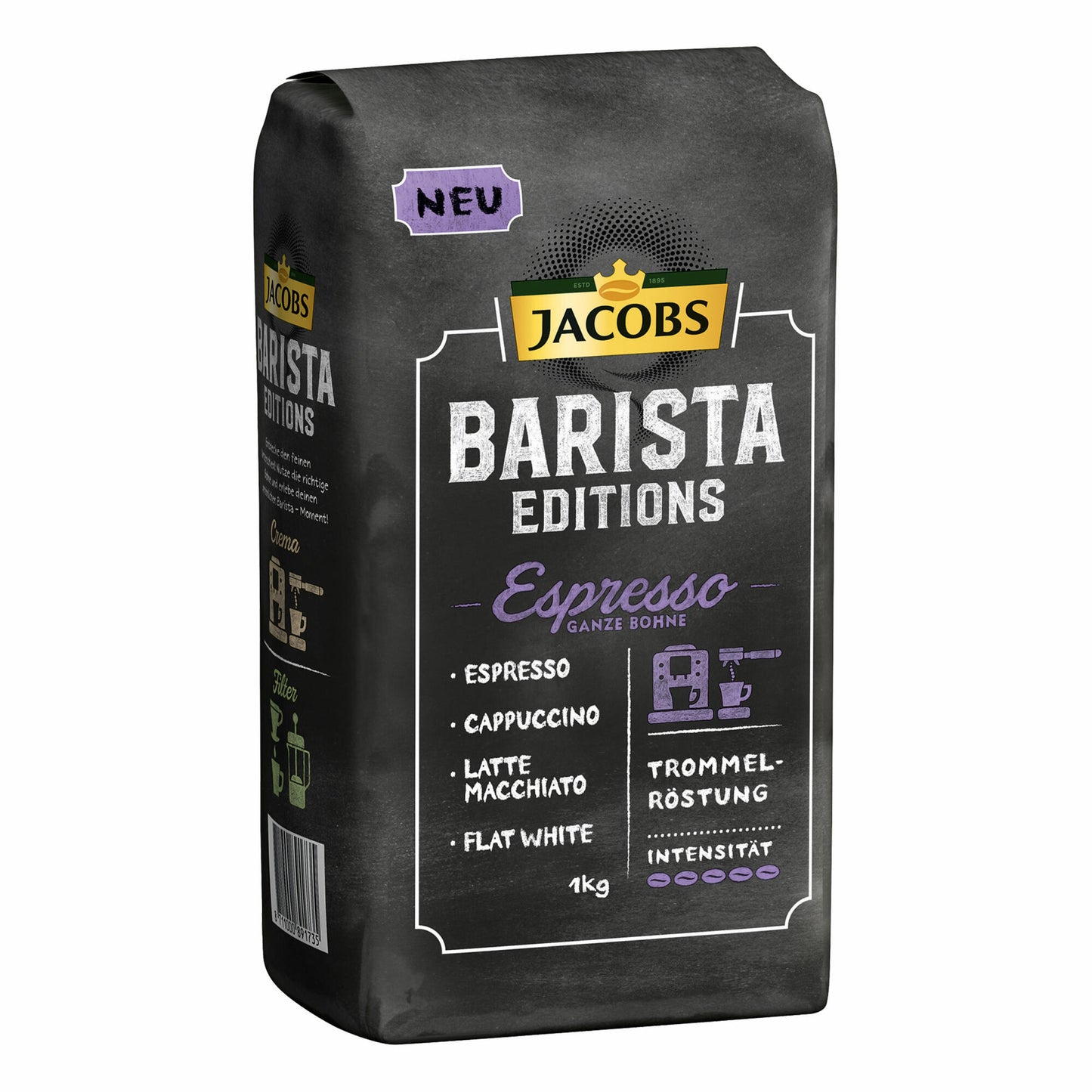 Jacobs Barista Editions Espresso, Bohnenkaffee, ganze Bohnen, Röstkaffee, Kaffeebohnen, 3 x 1000 g