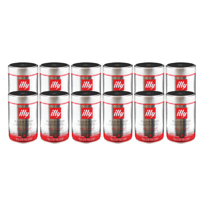 Illy Espresso, 100% Arabica Kaffee, gemahlen, mittlerer Röstgrad, Dose, 12er Pack, 12 x 250g
