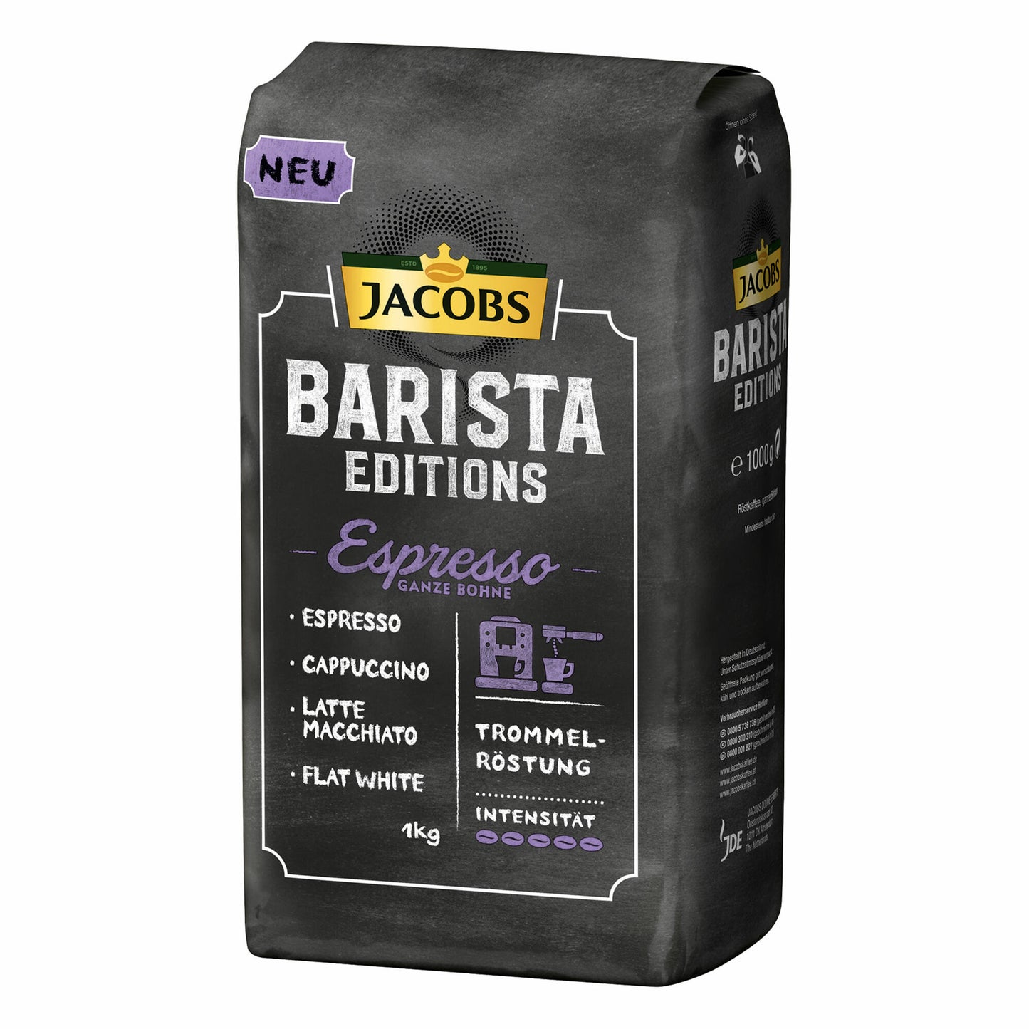 Jacobs Barista Editions Espresso, Bohnenkaffee, ganze Bohnen, Röstkaffee, Kaffeebohnen, 3 x 1000 g